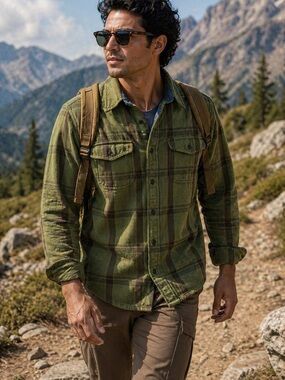 Outerknown Plaid Flannel Button Down Shirt Organic Cotton Workwear Size Large